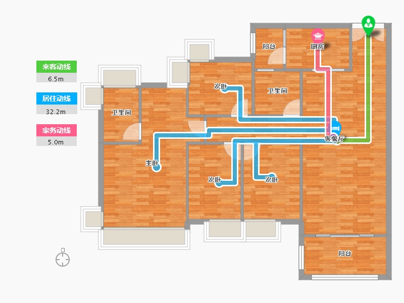 广东省-广州市-新世界云逸A4栋,A5栋,A6栋,A7栋143m²-114.40-户型库-动静线