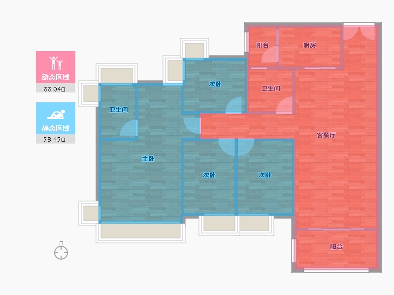 广东省-广州市-新世界云逸A4栋,A5栋,A6栋,A7栋143m²-114.40-户型库-动静分区