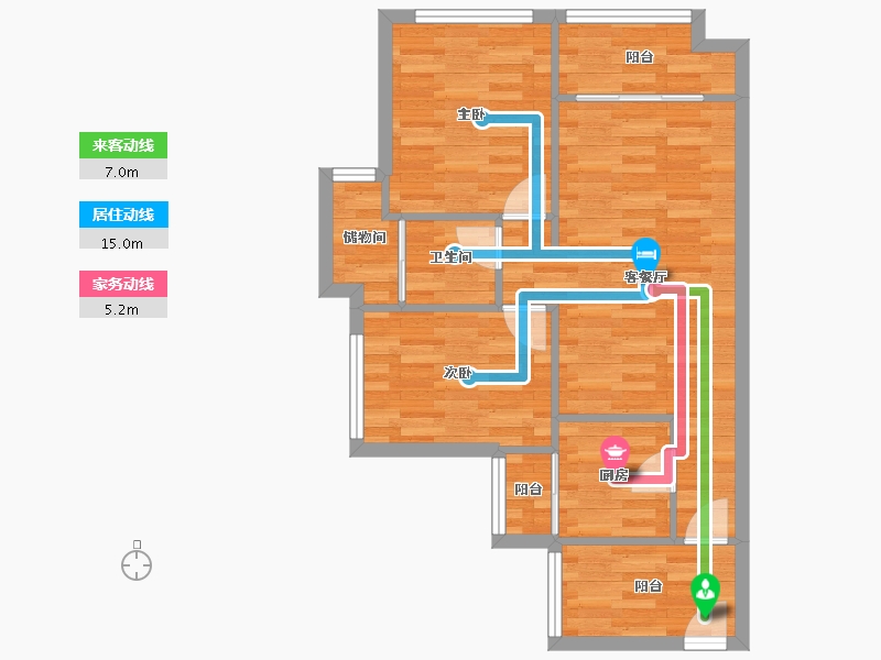 广东省-广州市-珠江花城76m²-62.84-户型库-动静线