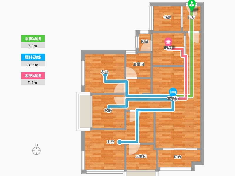 广东省-广州市-珠江花城87m²-73.90-户型库-动静线