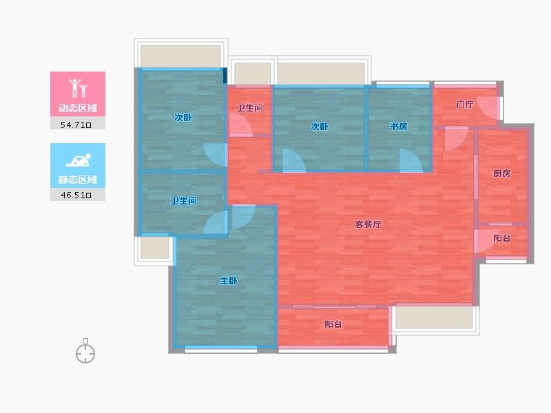 广东省-广州市-珠江花城113m²-92.32-户型库-动静分区