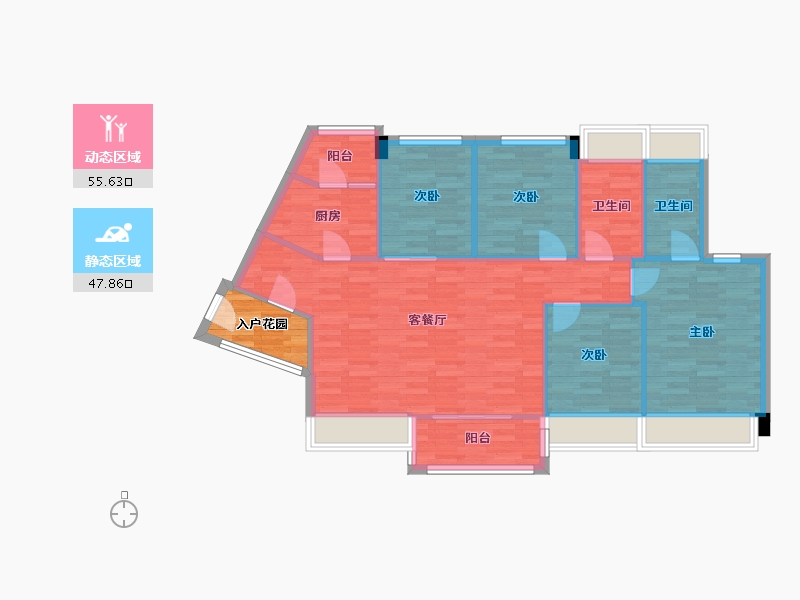 广东省-广州市-珠江花城119m²-98.45-户型库-动静分区