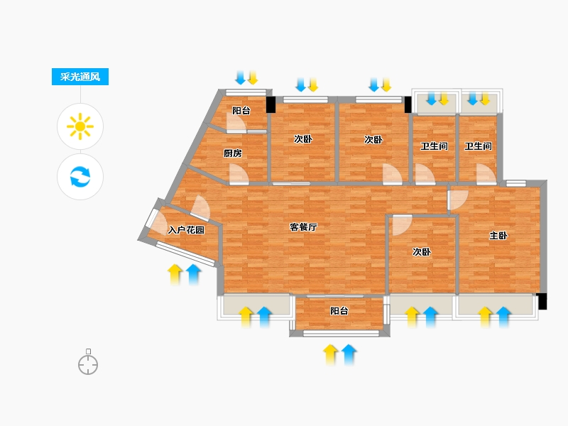 广东省-广州市-珠江花城119m²-98.45-户型库-采光通风