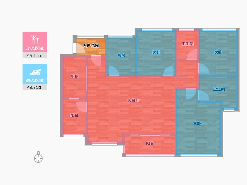 广东省-广州市-珠江花城119m²-100.46-户型库-动静分区