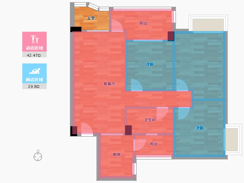 广东省-广州市-荣升珑樾84m²-67.20-户型库-动静分区