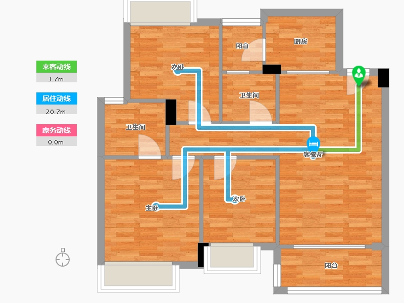 广东省-广州市-荣升珑樾92m²-73.60-户型库-动静线