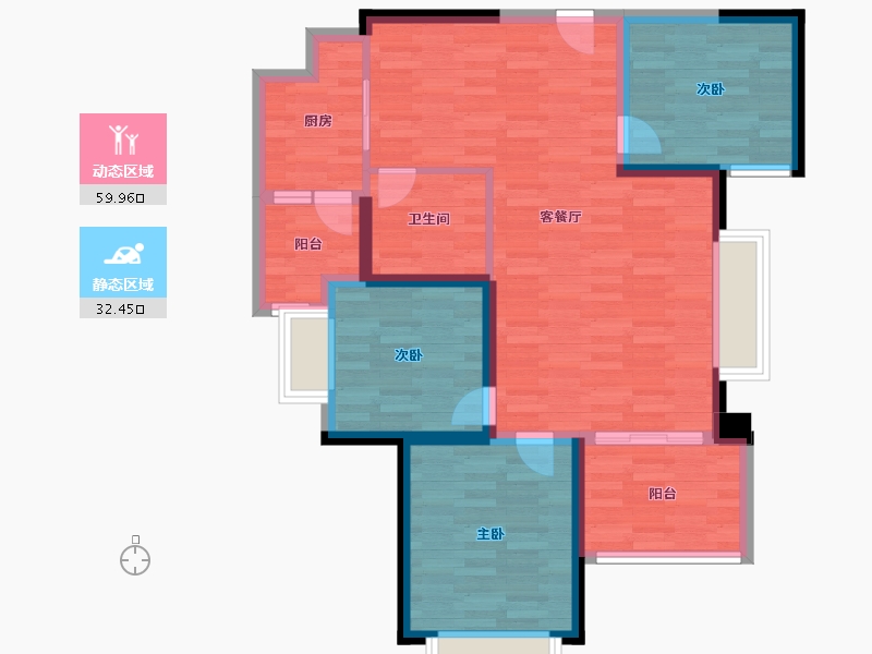 广东省-广州市-恒大金碧花园69栋,70栋103m²-82.40-户型库-动静分区