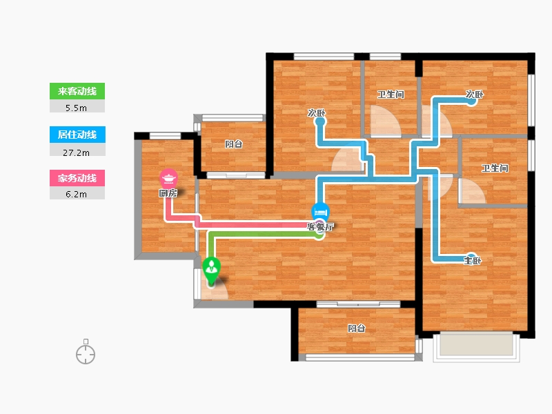 广东省-广州市-恒大金碧花园69栋,70栋131m²-104.81-户型库-动静线