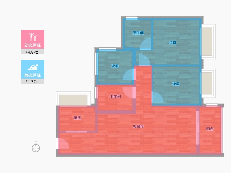 广东省-广州市-保利阅云台88m²-68.18-户型库-动静分区