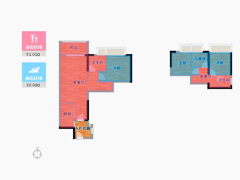 广东省-广州市-保利阅云台87m²-74.22-户型库-动静分区