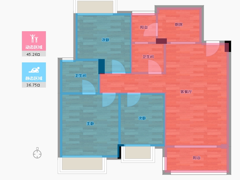 广东省-广州市-荣升珑樾92m²-73.60-户型库-动静分区