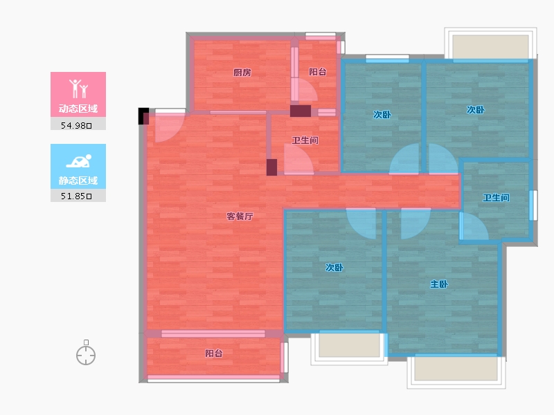 广东省-广州市-荣升珑樾120m²-96.00-户型库-动静分区