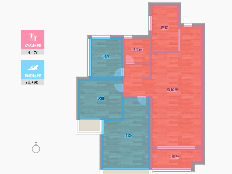 广东省-广州市-中铁诺德阅泷80m²-64.00-户型库-动静分区