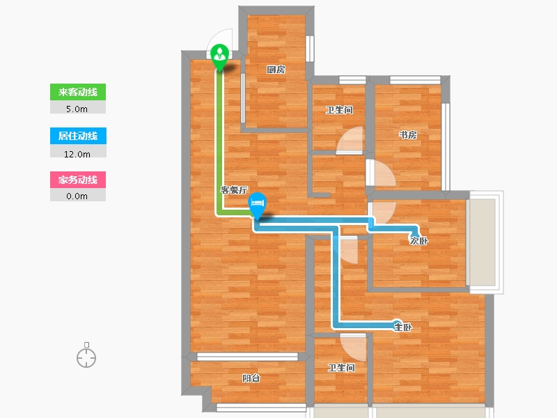 广东省-广州市-中铁诺德阅泷88m²-70.40-户型库-动静线