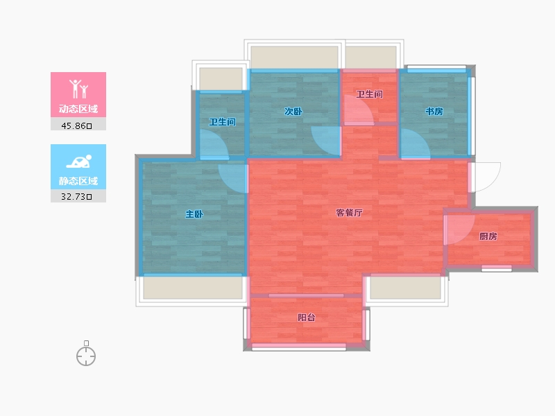 广东省-广州市-中铁诺德阅泷89m²-71.20-户型库-动静分区