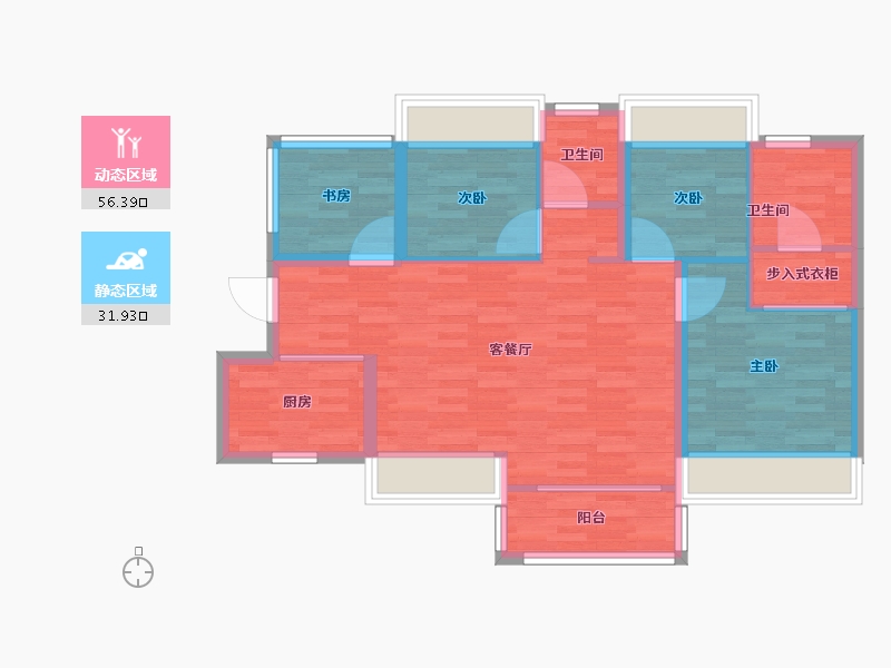 广东省-广州市-中铁诺德阅泷98m²-78.41-户型库-动静分区