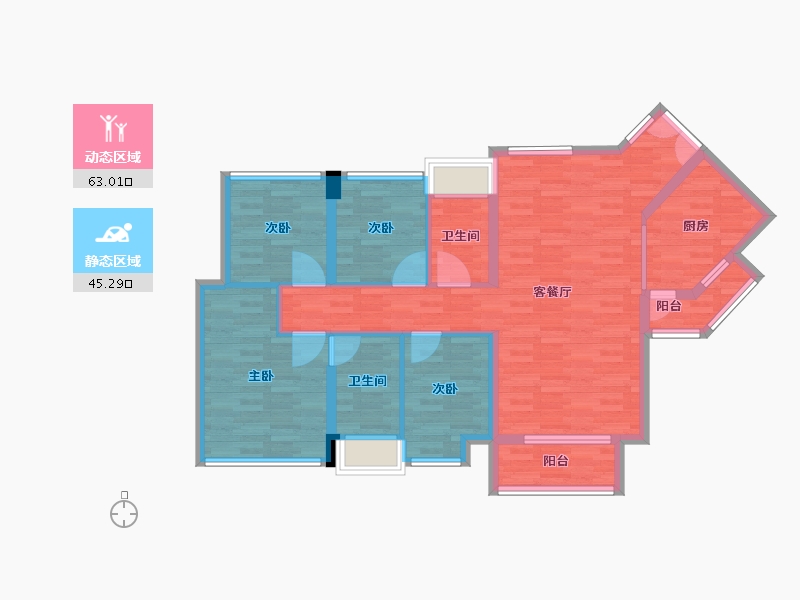 广东省-广州市-品实云湖花城120m²-96.01-户型库-动静分区