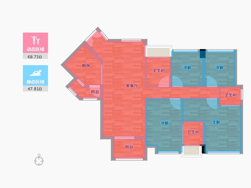 广东省-广州市-品实云湖花城130m²-104.01-户型库-动静分区