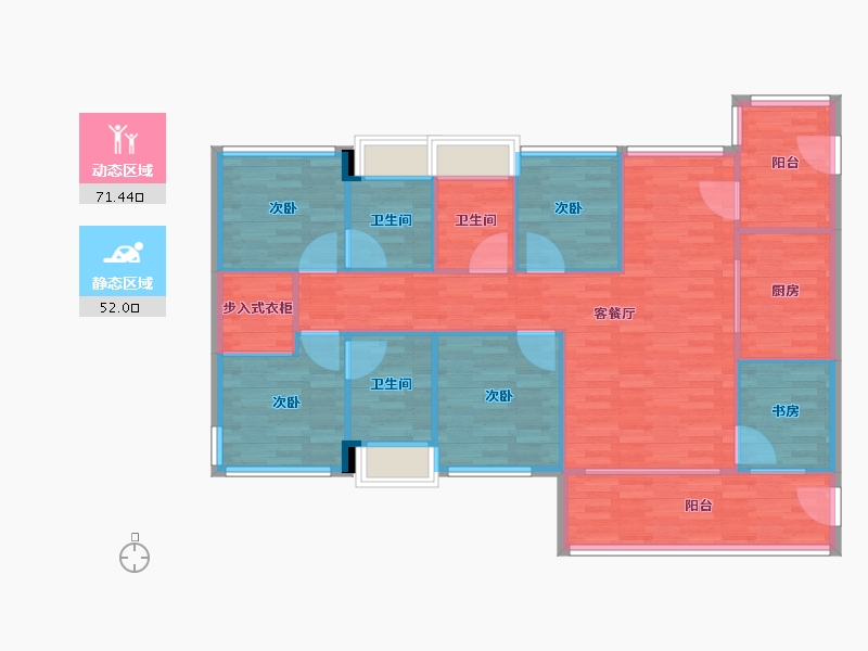 广东省-广州市-品实云湖花城140m²-112.01-户型库-动静分区