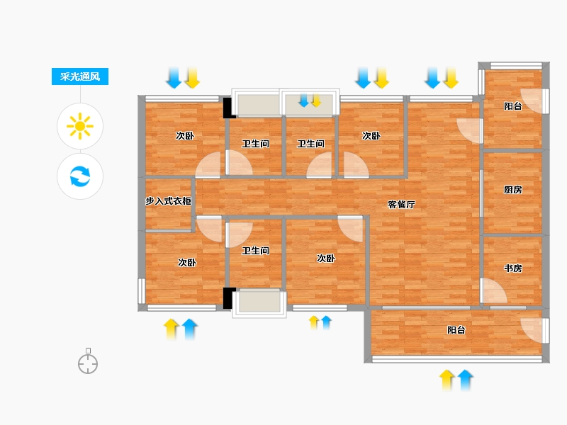 广东省-广州市-品实云湖花城140m²-112.01-户型库-采光通风