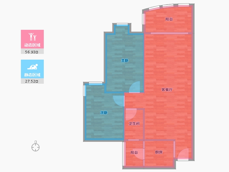 广东省-广州市-泊雅湾96m²-76.80-户型库-动静分区