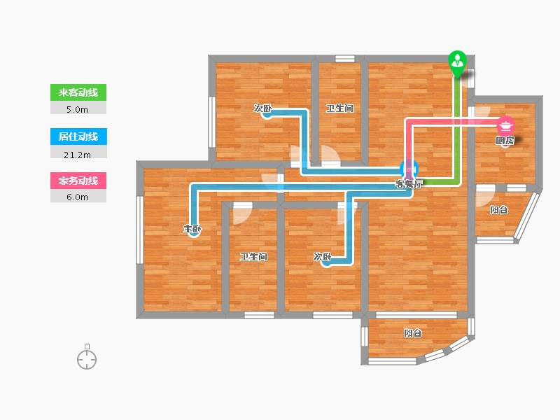 广东省-广州市-泊雅湾A8栋112m²-89.60-户型库-动静线