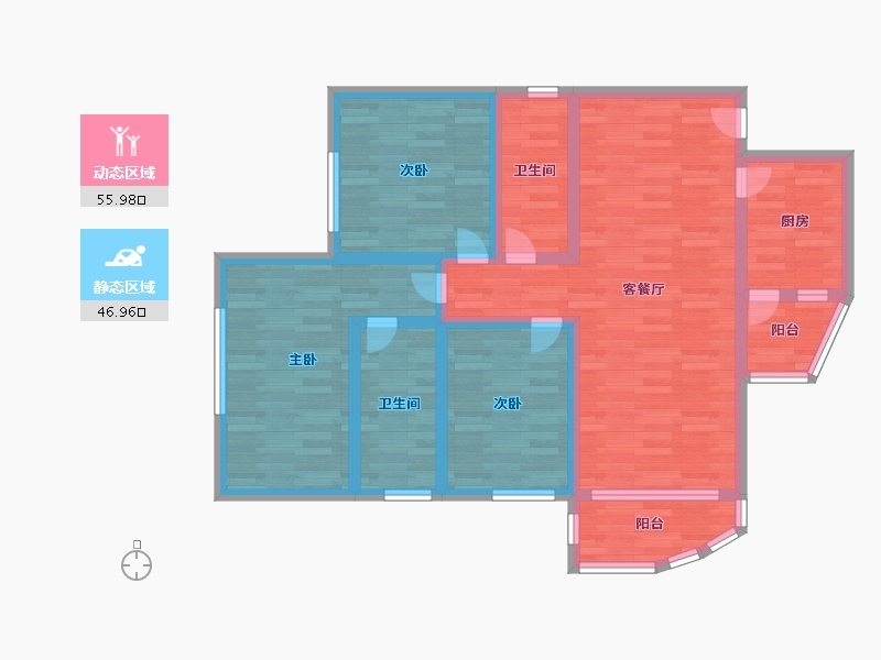 广东省-广州市-泊雅湾A8栋112m²-89.60-户型库-动静分区