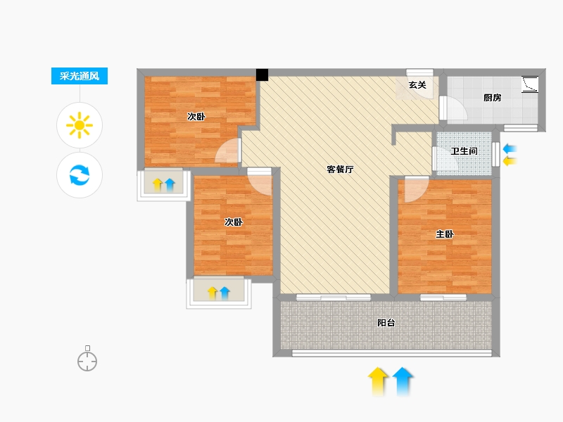 湖北省-宜昌市-颐和雅郡-79.76-户型库-采光通风