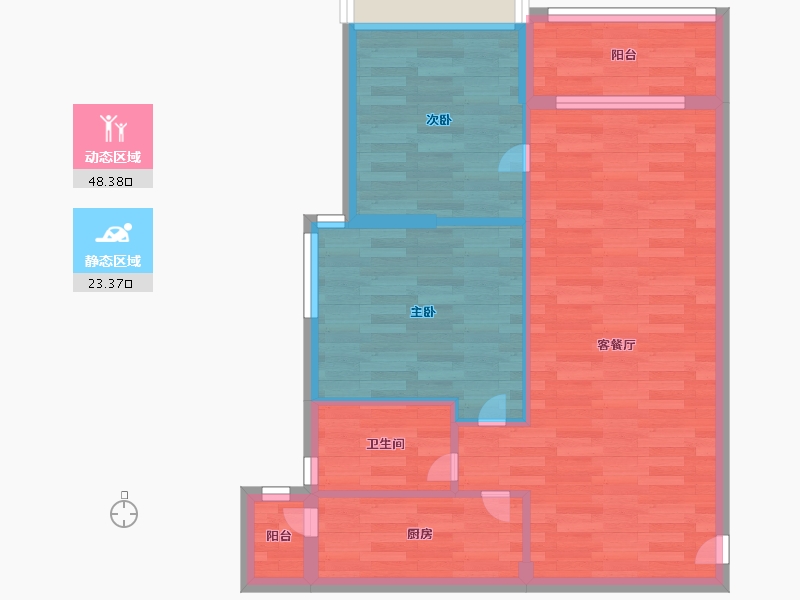 广东省-广州市-海景慧源山庄F3号楼80m²-63.99-户型库-动静分区