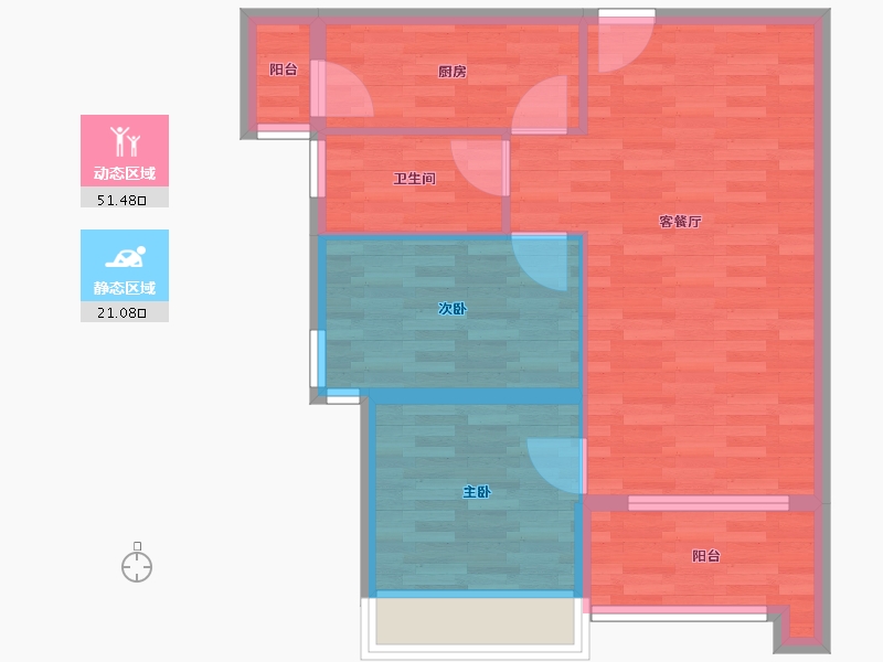 广东省-广州市-海景慧源山庄F3号楼81m²-64.80-户型库-动静分区