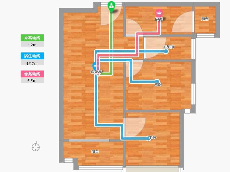 广东省-广州市-海景慧源山庄F3号楼80m²-64.01-户型库-动静线