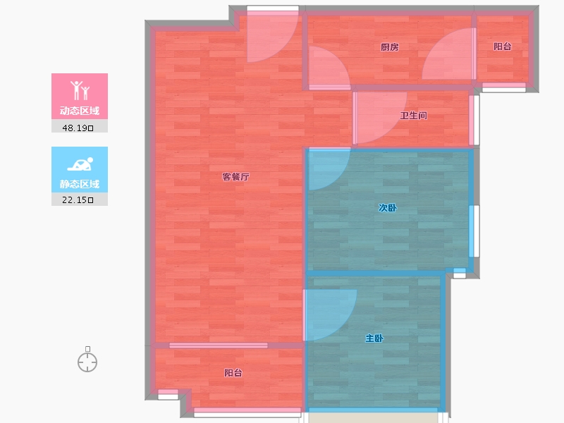 广东省-广州市-海景慧源山庄F3号楼80m²-64.01-户型库-动静分区