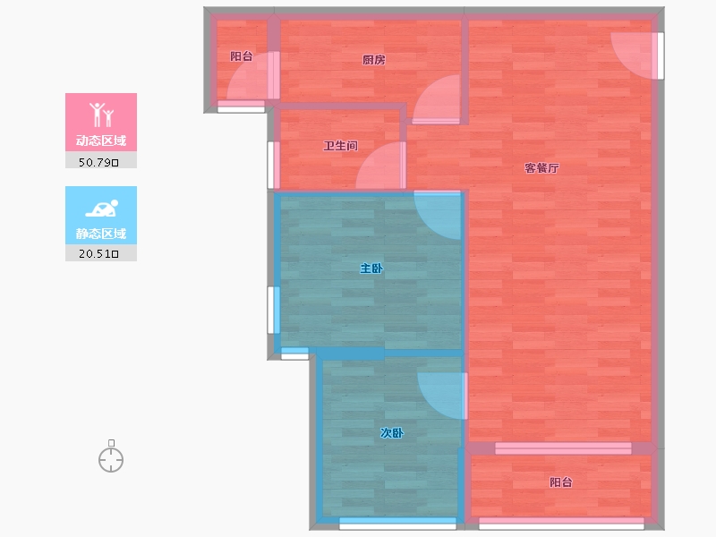 广东省-广州市-海景慧源山庄F3号楼80m²-64.00-户型库-动静分区