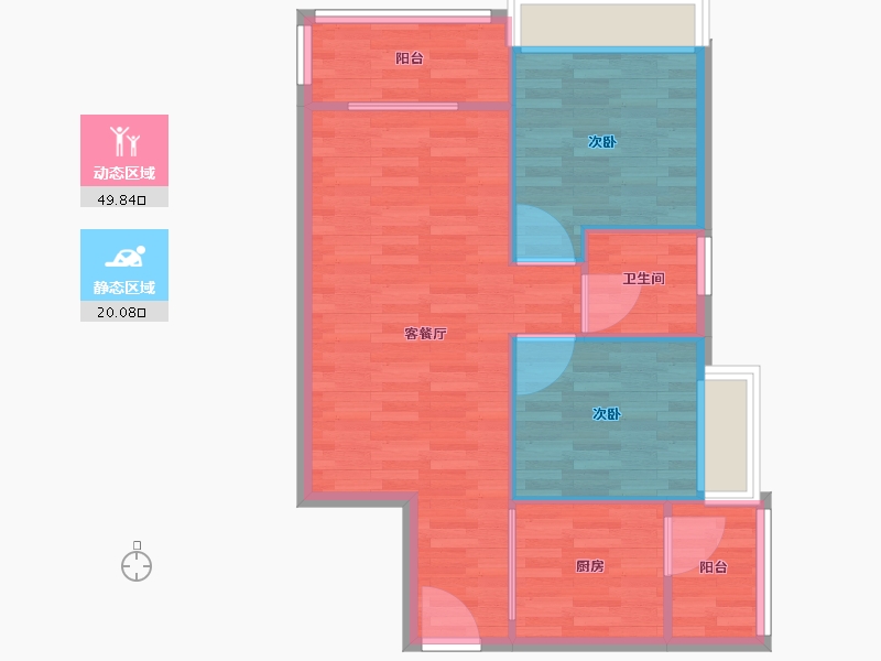 广东省-广州市-海景慧源山庄F3号楼79m²-63.20-户型库-动静分区