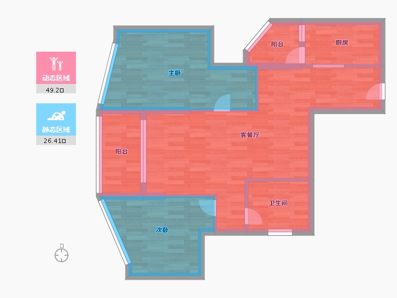 广东省-广州市-海景慧源山庄F2号楼83m²-66.39-户型库-动静分区