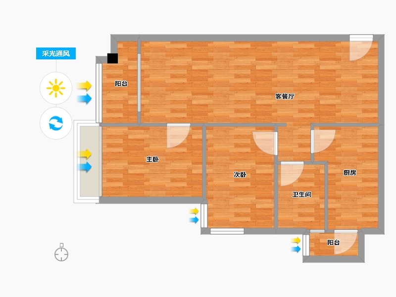 广东省-广州市-海景慧源山庄F1号楼87m²-69.60-户型库-采光通风