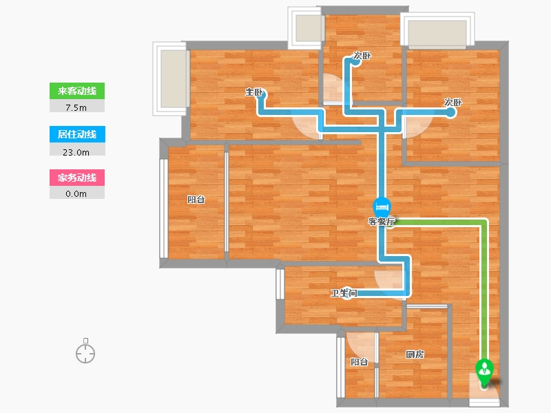 广东省-广州市-海景慧源山庄B1栋97m²-77.60-户型库-动静线