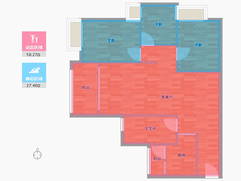 广东省-广州市-海景慧源山庄B1栋97m²-77.60-户型库-动静分区