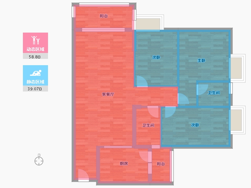 广东省-广州市-海景慧源山庄B1栋109m²-87.20-户型库-动静分区