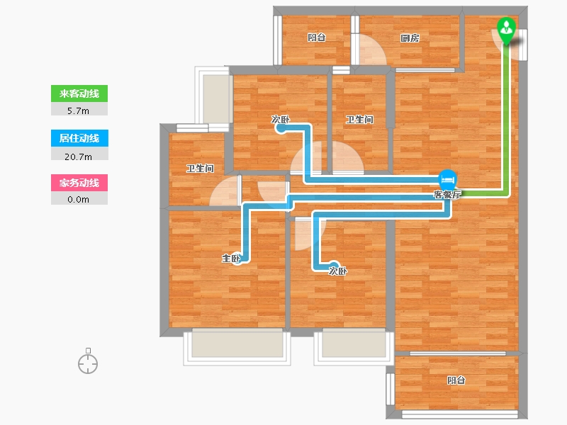 广东省-广州市-海景慧源山庄B1栋106m²-84.80-户型库-动静线