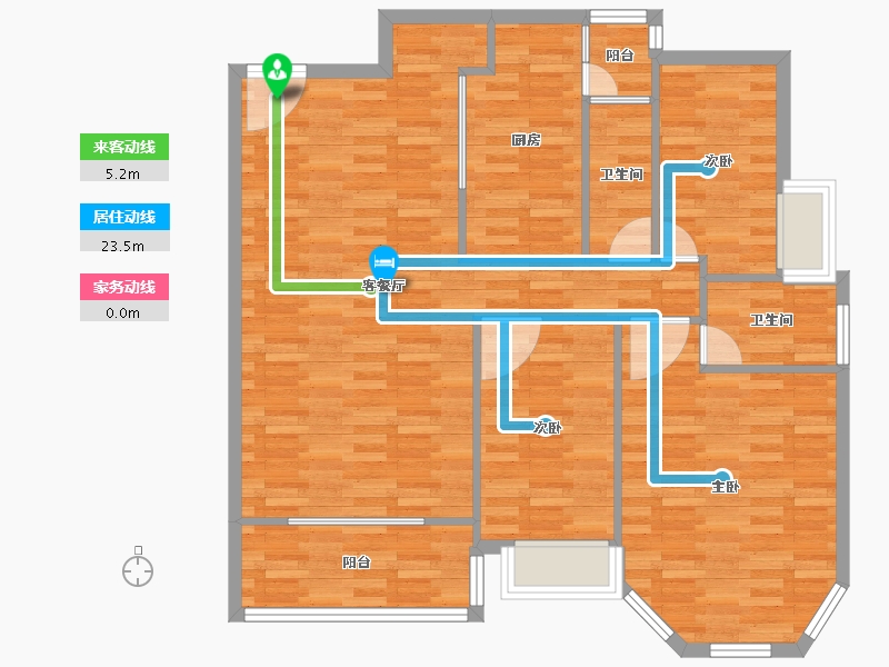 广东省-广州市-海景慧源山庄B1栋128m²-102.41-户型库-动静线