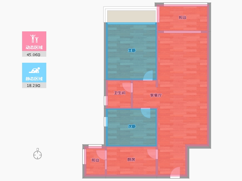 广东省-广州市-纵横缤城G10栋71m²-56.79-户型库-动静分区