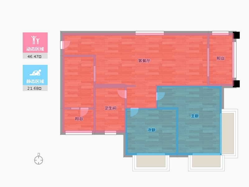 广东省-广州市-纵横缤城G9栋76m²-60.79-户型库-动静分区