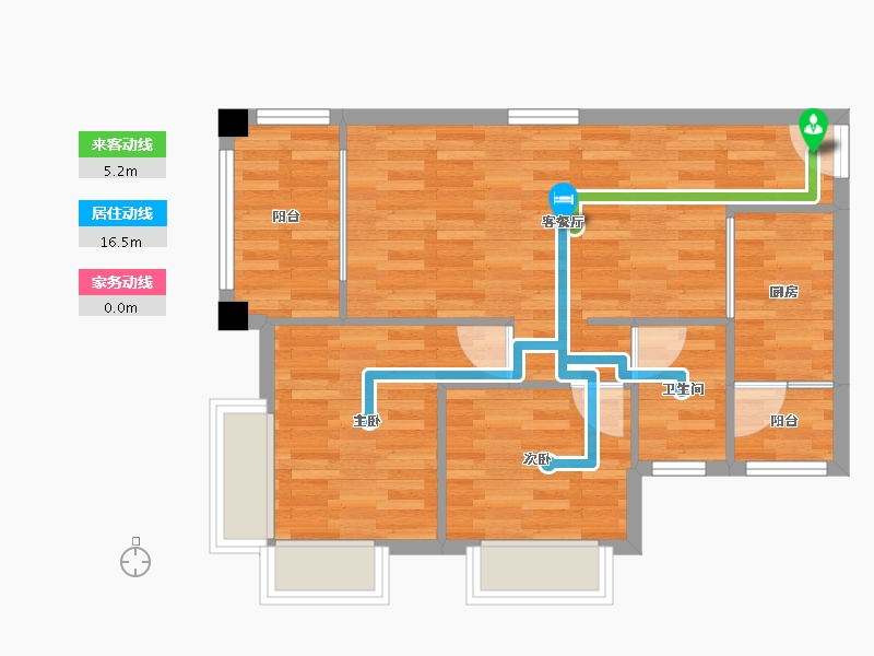 广东省-广州市-纵横缤城G11号楼76m²-60.80-户型库-动静线