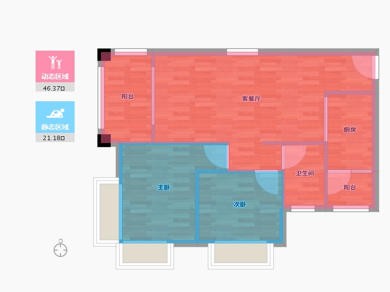 广东省-广州市-纵横缤城G11号楼76m²-60.80-户型库-动静分区