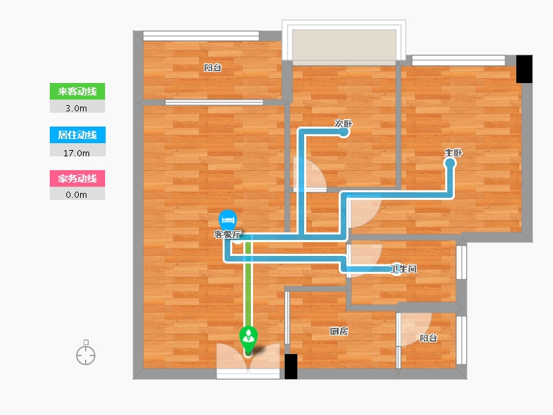 广东省-广州市-伟腾云星T4号楼77m²-58.13-户型库-动静线