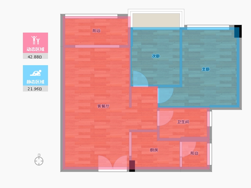 广东省-广州市-伟腾云星T4号楼77m²-58.13-户型库-动静分区