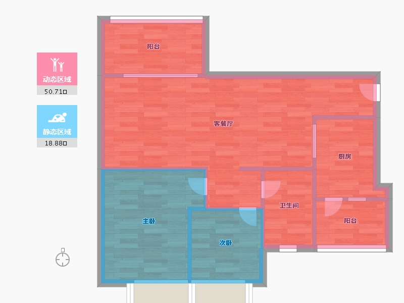 广东省-广州市-纵横缤城G10栋78m²-62.39-户型库-动静分区