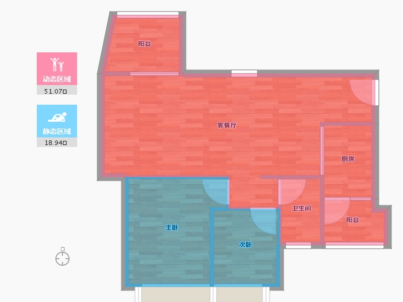 广东省-广州市-纵横缤城G9栋79m²-63.20-户型库-动静分区