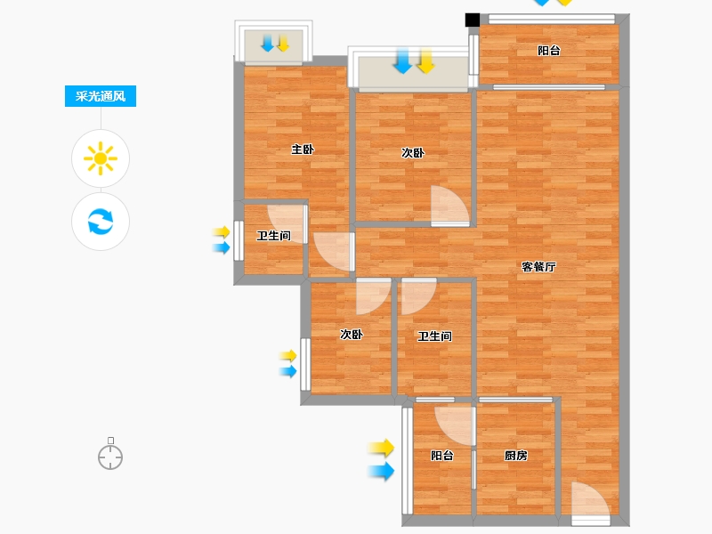 广东省-广州市-纵横缤城G9栋95m²-76.00-户型库-采光通风